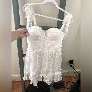 Beautiful white satin and silver shimmer dress from Adierlina! NWT!